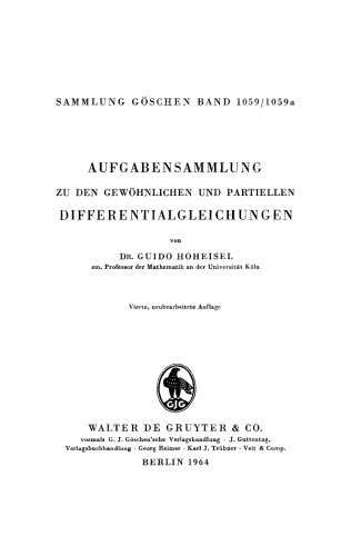 Aufgabensammlung zu den gewöhnlichen und partiellen Differentialgleichungen