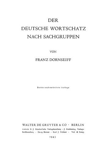 Der deutsche Wortschatz nach Sachgruppen