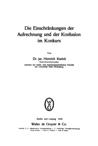 Die Einschränkungen der Aufrechnung und der Konfusion im Konkurs