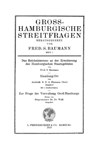 Das Reichsinteresse an der Erweiterung des Hamburgischen Staatsgebietes