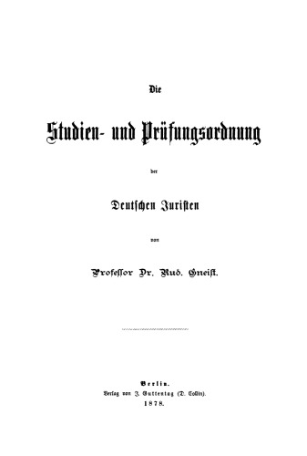 Die Studien- und Prüfungsordnung der deutschen Juristen