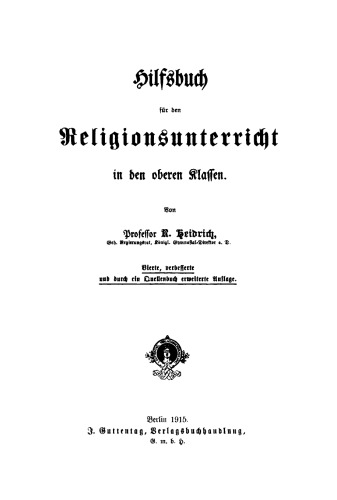 Hilfsbuch für den Religionsunterricht in den oberen Klassen