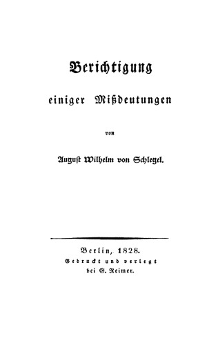 Berichtigung einiger Mißdeutungen