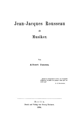 Jean-Jacques Rousseau als Musiker