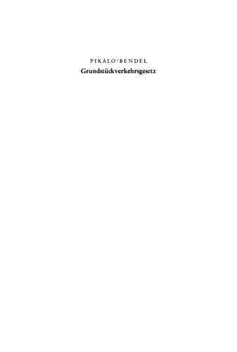 Grundstückverkehrsgesetz: Kommentar