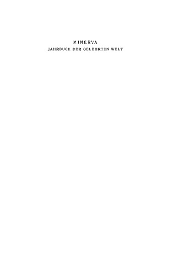 Minerva. Jahrbuch der gelehrten Welt: O - Z und Register