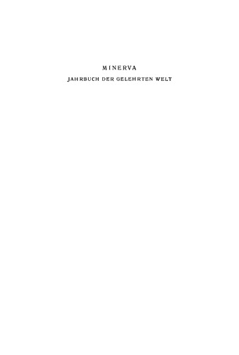 Minerva. Jahrbuch der gelehrten Welt: M - Z