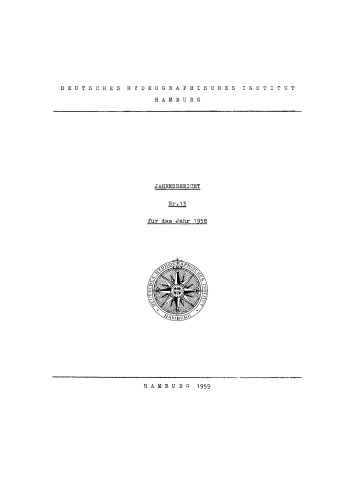 Jahresbericht / Deutsches Hydrographisches Institut: Band 13 1958