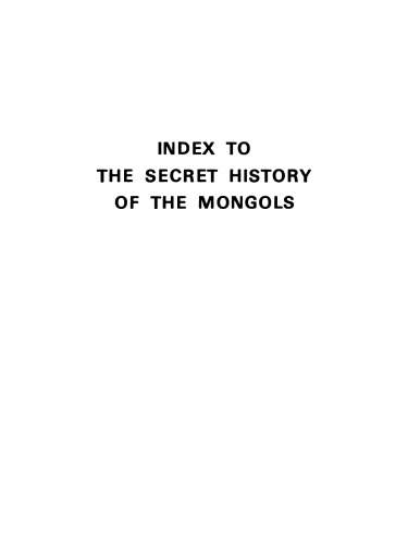 Index to the Secret History of the Mongols