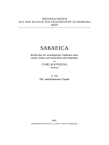 Sabaeica: Teil 2 Die unlokalisierten Funde