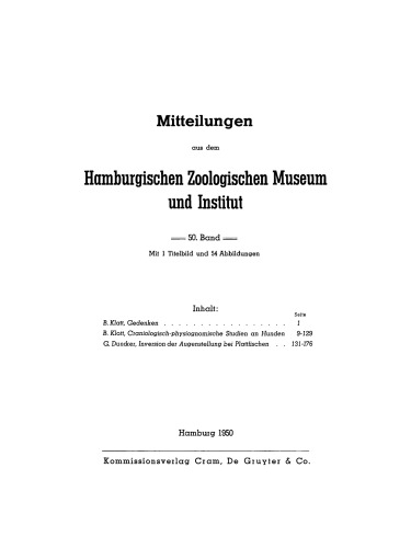 Mitteilungen aus dem Hamburgischen Zoologischen Museum und Institut: Band 50