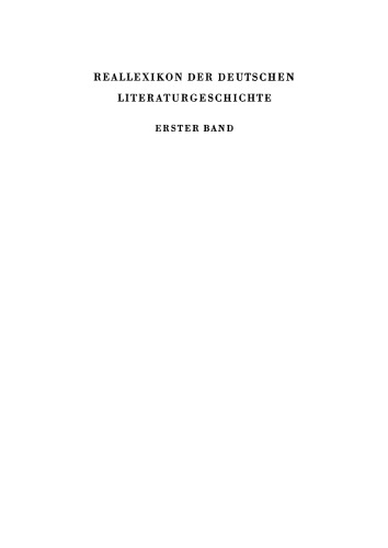 Reallexikon der deutschen Literaturgeschichte: Band 1 A - K