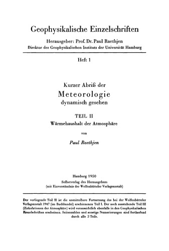 Kurzer Abriss der Meteorologie, dynamisch gesehen: Teil 2 Wärmehaushalt der Atmosphäre