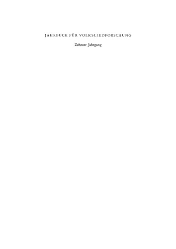 Jahrbuch für Volksliedforschung: 10. Jahrgang 1965