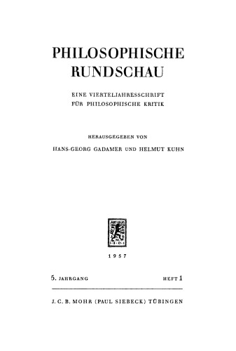 Philosophische Rundschau: 5. Jahrgang Heft 1/1957