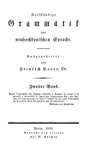 Vollständige Grammatik der neuhochdeutschen Sprache: Band 2