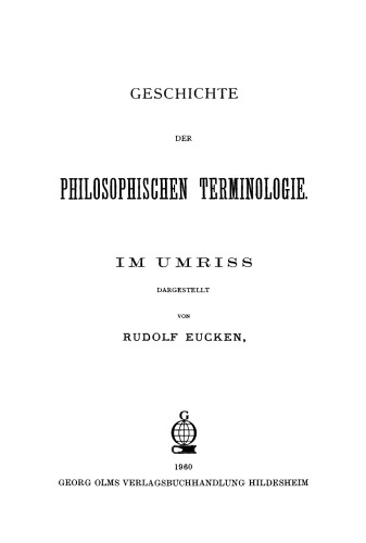 Geschichte der Philosophischen Terminologie: Im Umriss dargestellt