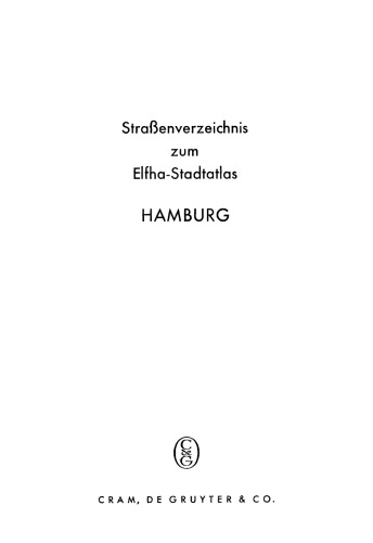 Straßenverzeichnis zum Elfha-Stadtatlas Hamburg
