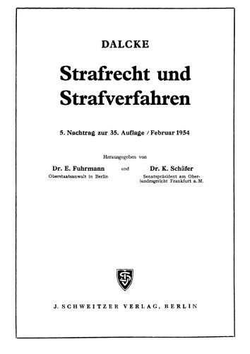 Strafrecht und Strafverfahren: 5. Nachtrag