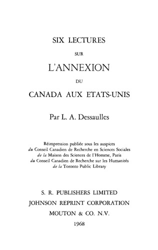 Six lectures l'annexion Canada aux Etats - Unis