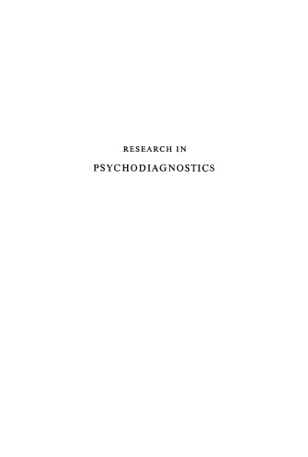 Research in Psychodiagnostics: Record of Investigations