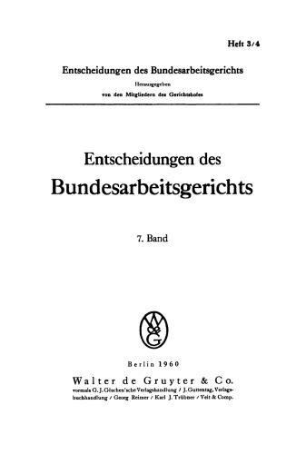 Entscheidungen des Bundesarbeitsgerichts: Band 7, Heft 3