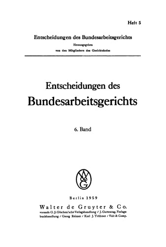 Entscheidungen des Bundesarbeitsgerichts: Band 6, Heft 5
