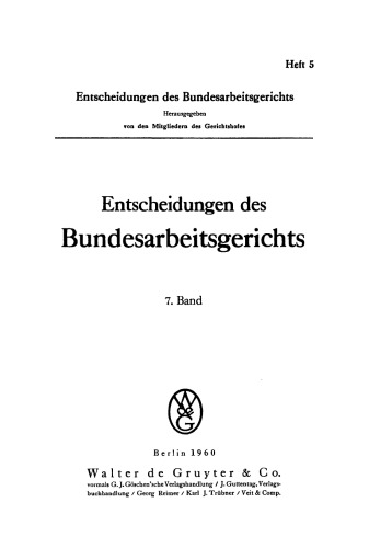 Entscheidungen des Bundesarbeitsgerichts: Band 7, Heft 5