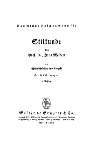 Stilkunde: Band 2 Spätmittelalter und Neuzeit