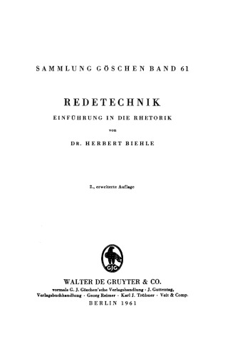 Redetechnik: Einführung in die Rhetorik
