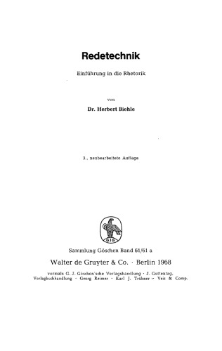 Redetechnik: Einführung in die Rhetorik