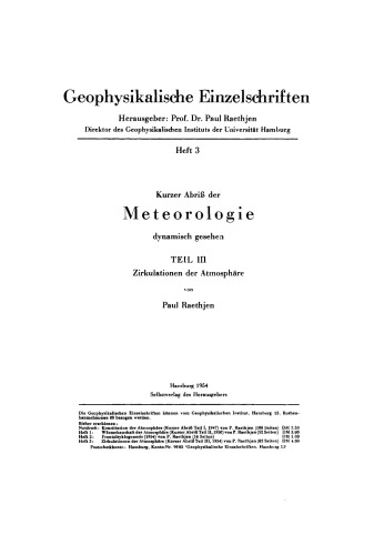 Kurzer Abriss der Meteorologie, dynamisch gesehen: Teil 3 Zirkulationen der Atmosphäre