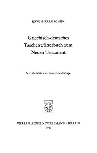 Griechisch-deutsches Taschenwörterbuch zum Neuen Testament
