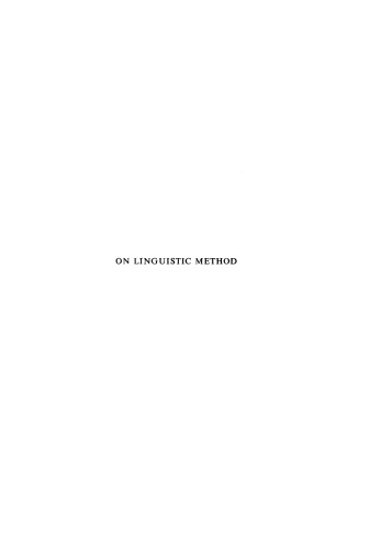 On Linguistic Method: Selected Papers