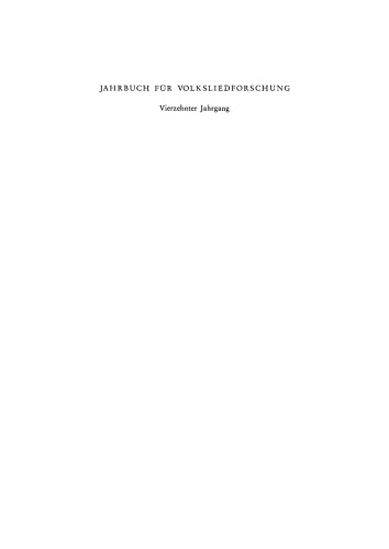 Jahrbuch für Volksliedforschung: 14. Jahrgang 1969