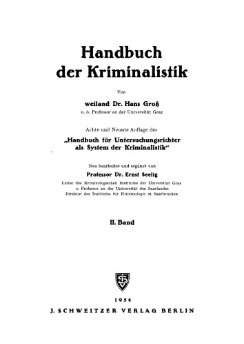 Handbuch der Kriminalistik: Band 2
