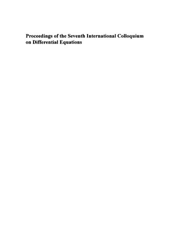 Proceedings of the seventh International Colloquium on Differential Equations: Plovdiv, Bulgaria, 18–23 August, 1996