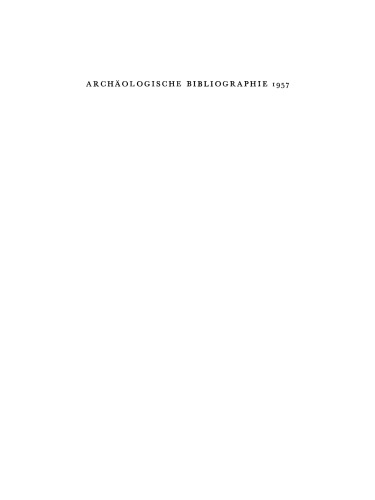 Archäologische Bibliographie: 1957