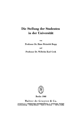 Die Stellung der Studenten in der Universität