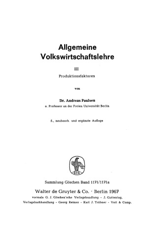 Allgemeine Volkswirtschaftslehre: Band 3 Produktionsfaktoren