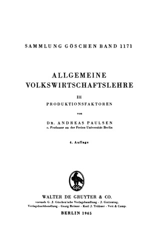 Allgemeine Volkswirtschaftslehre: Band 3 Produktionsfaktoren