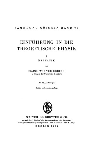 Einführung in die theoretische Physik: Band 1 Mechanik