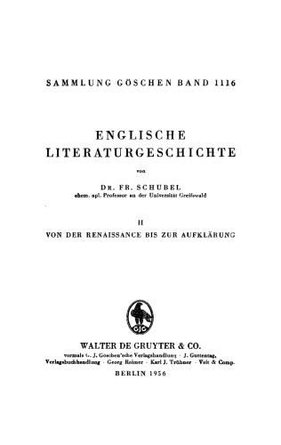 Englische Literaturgeschichte: Band 2 Von der Renaissance bis zur Aufklärung