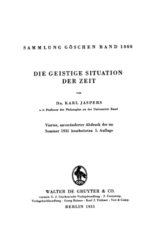 Die geistige Situation der Zeit