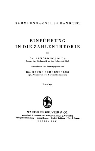 Einführung in die Zahlentheorie