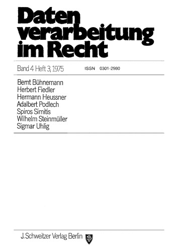 Datenverarbeitung im Recht (DVR): Band 4, Heft 3 Dezember 1975
