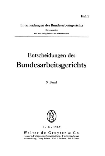 Entscheidungen des Bundesarbeitsgerichts: Band 3, Heft 1