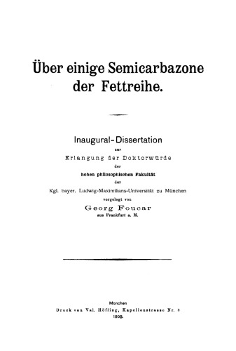 Über einige Semicarbazone der Fettreihe