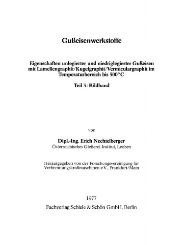 Gußeisenwerkstoffe: Teil 3 Bildband