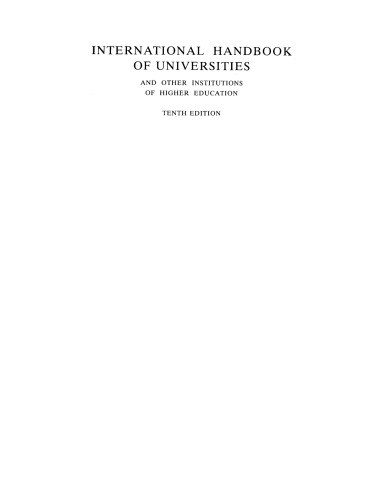 International Handbook of Universities: 1986